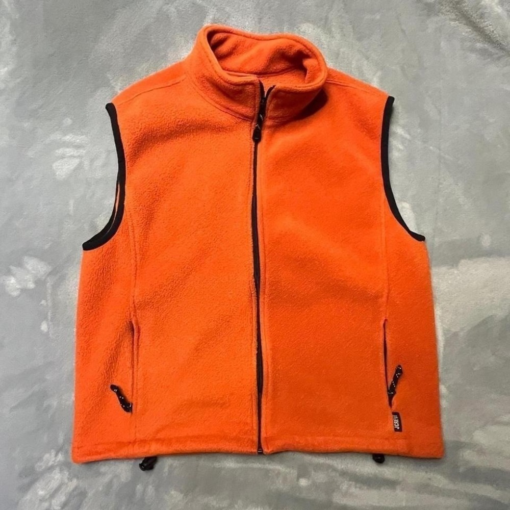 J Crew Fleece Vest Mens Large Orange Gorpcore Granolacore Hiking 90s Y2K